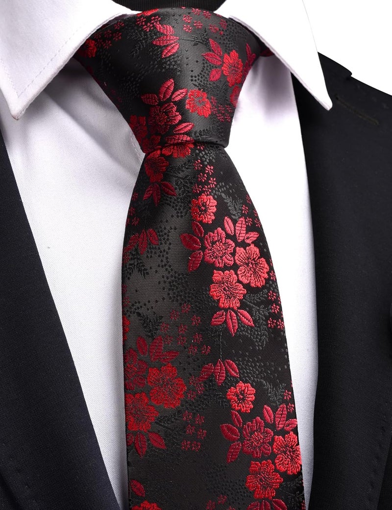 GUSLESON 3.15"(8cm) Fashion Floral Ties Mens Woven Jacquard Necktie for Wedding - Image 2